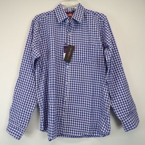 Phat Farm Men's Checkered Blue/White Shirt Size Lg
